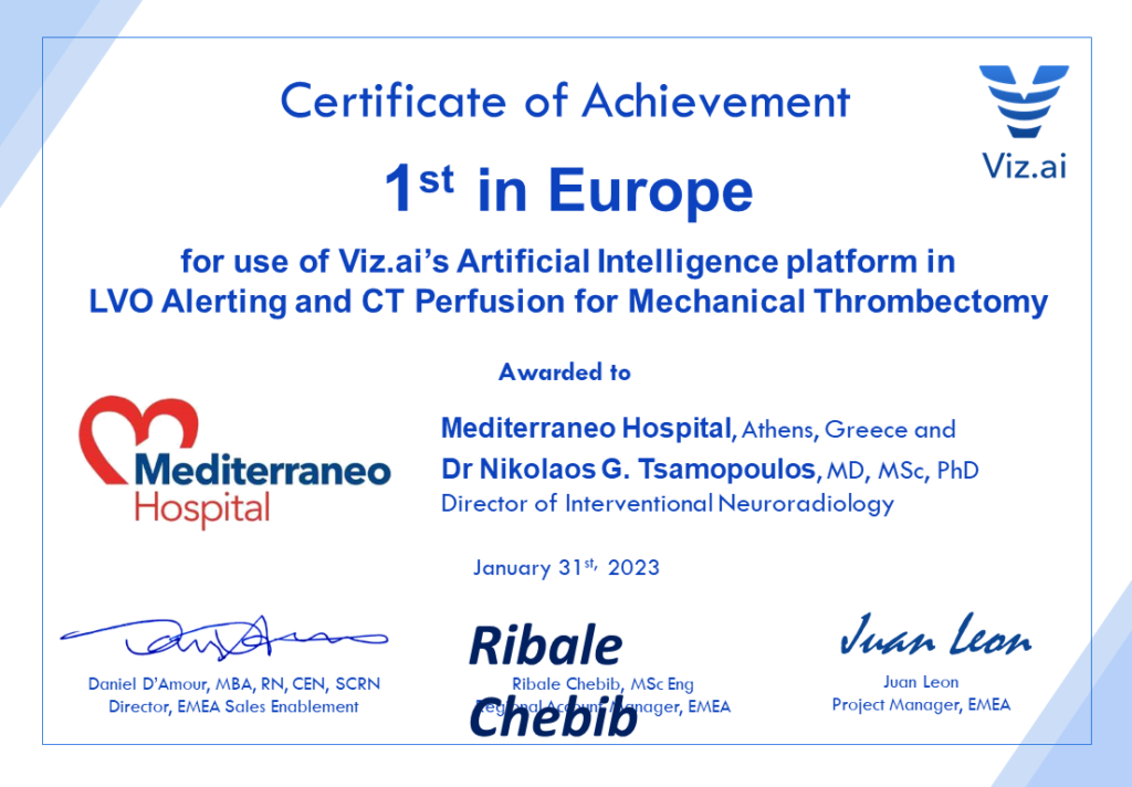 Certificate of Achievement Mediterraneo 1024x712 - &Tau;&omicron; Mediterraneo Hospital &sigma;&tau;&omicron; VI International Symposium SYMTAS 2023